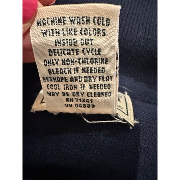 L.L. Bean Cashmere Blend Navy Blue 1/4 Zip Pullover Sweater XL ItemID 275298 - Picture 8 of 9